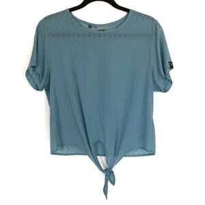 Gymshark Blue Geo-Mesh Tie Front Crop Top Size Medium